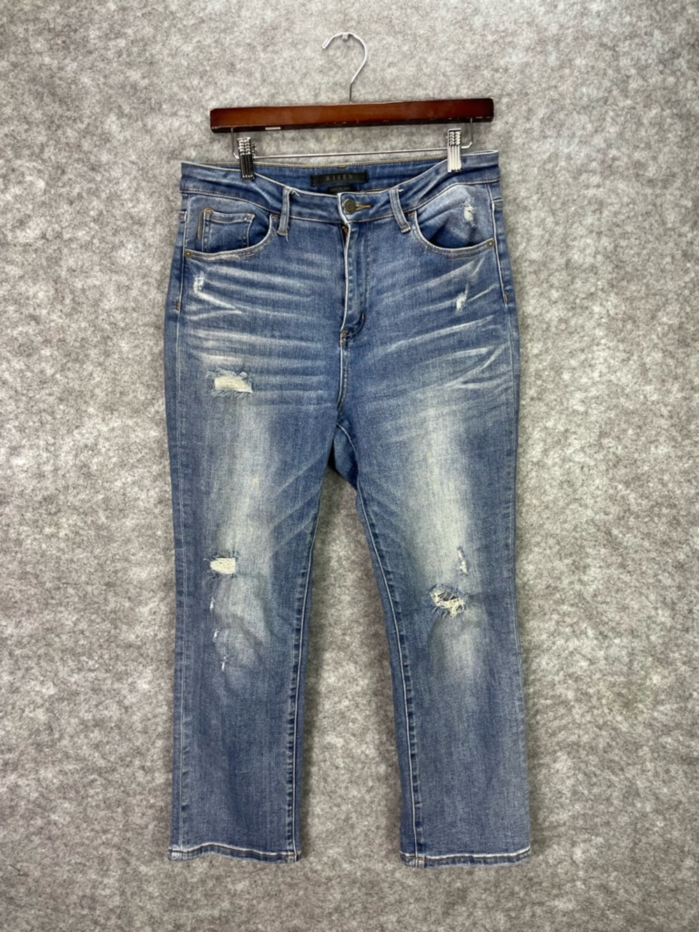 Risen Lose Angeles Jeans Womens 9 High Rise Distressed Raw Hem Denim Pants - Picture 1 of 15